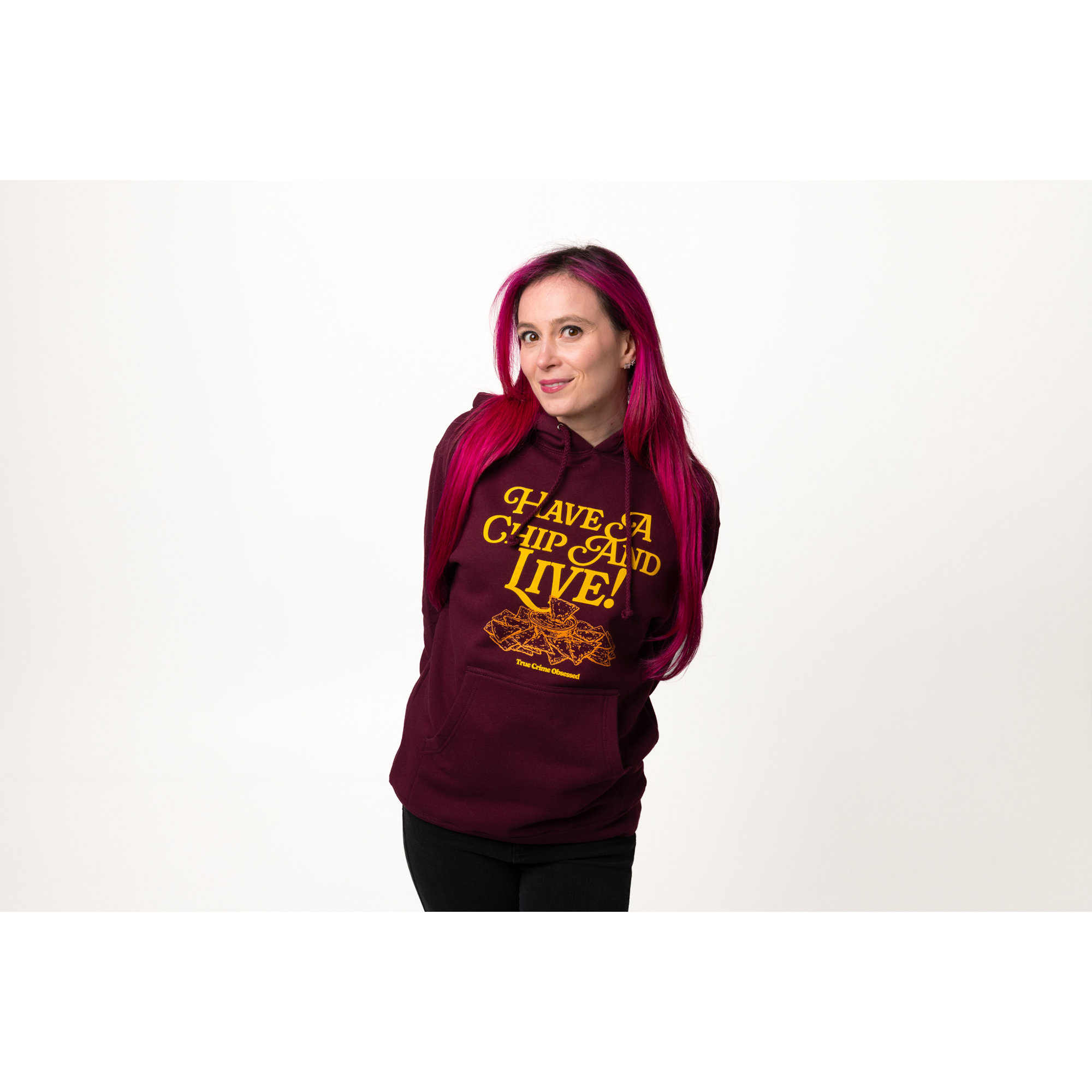 Have a Chip & Live Maroon Hoodie